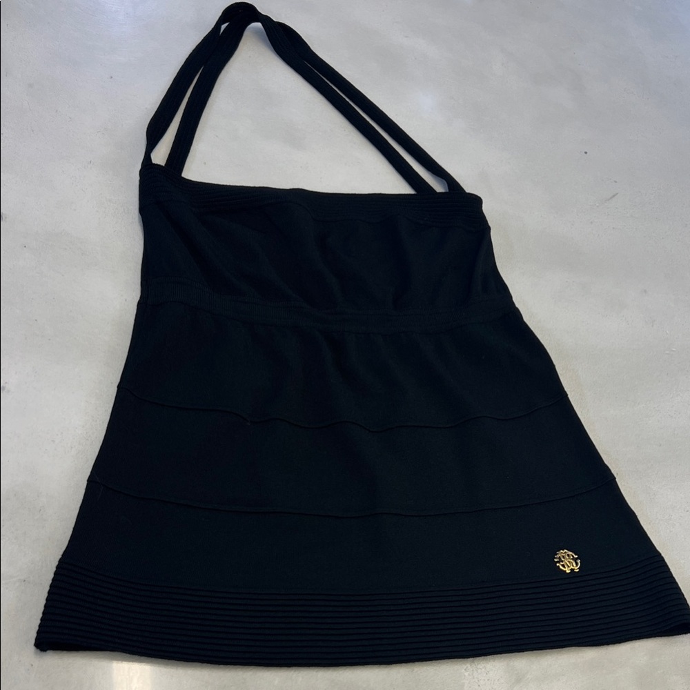 Roberto Cavalli Halter Top with Gold Accents